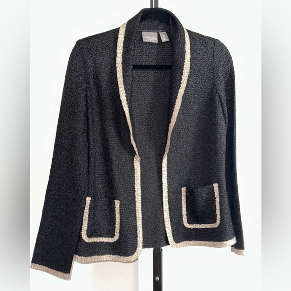 Chico's Jackets & Blazers - Chico's- Travelers Collection Black and Taupe blazer jacket Small (0)